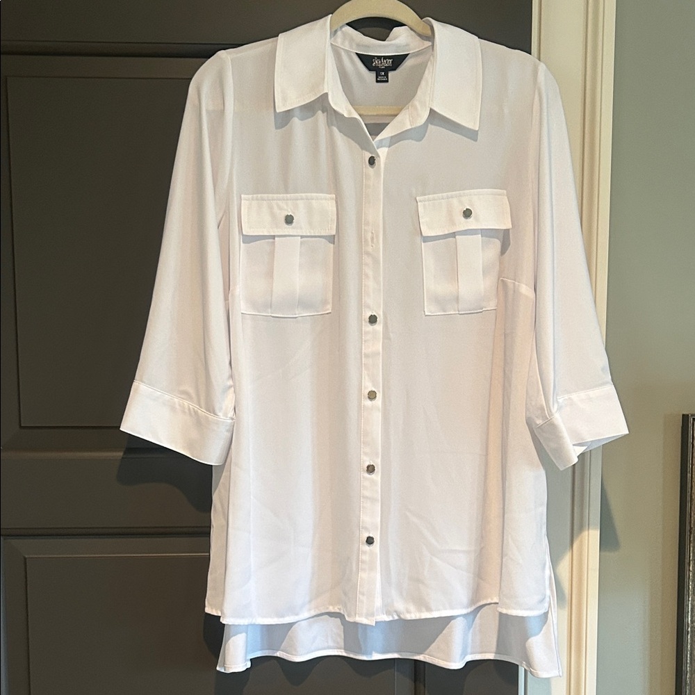 White Slim Factor blouse 1X